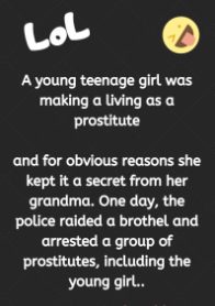 A young teenage girl was making a living as a prostitute