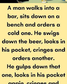 A man walks into a bar sits down