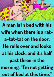 A man is in bed with his wife