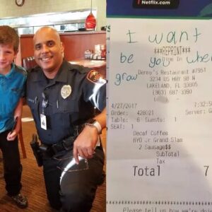 A 9-year-old boy left a heartwarming note for a police officer after paying for his breakfast