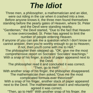 THE IDIOT(FUNNY STORY)