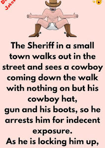 A cowboy coming down the town wears nothing