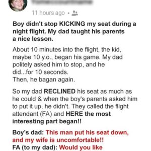 Boy Didn’t Stop Kicking My Seat during a Long Flight – My Dad Taught His Parents a Nice Lesson