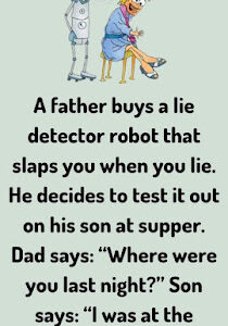 A father buys a lie detector robot