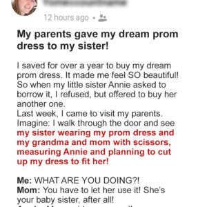 Parents Gave My Dream Prom Dress to My Sister – Am I Wrong for What I Did?