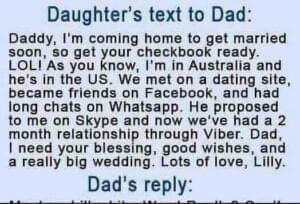 Daughter’s text to Dad: Daddy, I’m coming home…