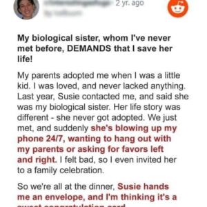 My Biological Sister I Never Met before Demands That I Save Her Life