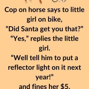 Cop on horse says to a little girl