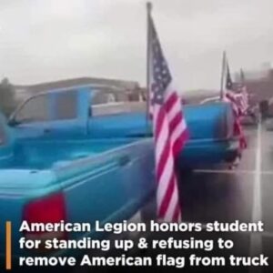 Student’s Bold Stand: Honored by American Legion for Refusing to Remove American Flag from Truck!