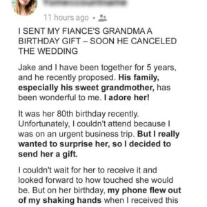 I Wanted to Congratulate My Fiance’s Grandma and Sent Her a Birthday Gift, but It Turned into a Nightmare