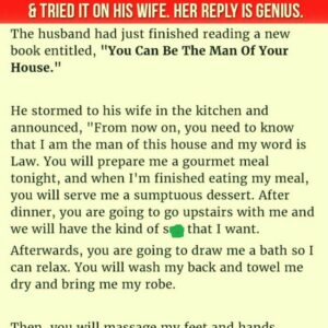 HUSBAND LEARNS HOW TO BE THE MAN OF THE HOUSE AND TRIED IT ON HIS WIFE BUT HER REPLY IS GENIUS.