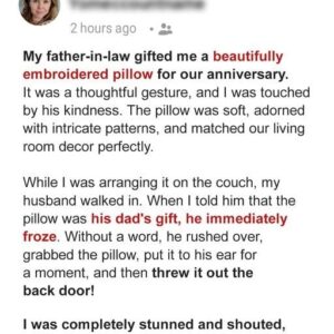 My Father-in-Law Gave Me a Pillow as an Anniversary Gift – I Was Shocked When I Learned His True Intentions