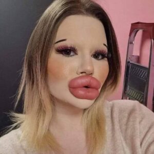 The largest lips in the world are the result of a 25-year-old Bulgarian woman undergoing more than 27 procedures.