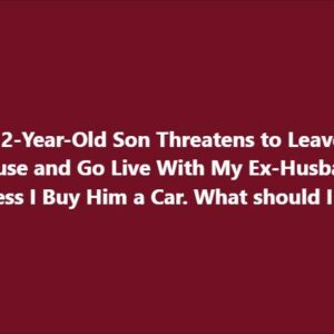 My 22-Year-Old Son Threatens to Leave the House and Go Live With My Ex-Husband Unless I Buy Him a Car