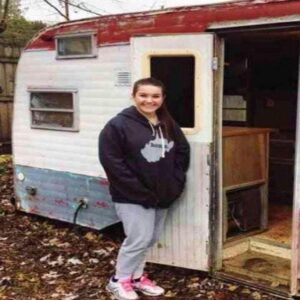 A teenage girl paid barely 0 for an old caravan.