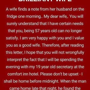 A wife finds a note from her husband