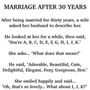 JOKE: Marriage After 30 Years